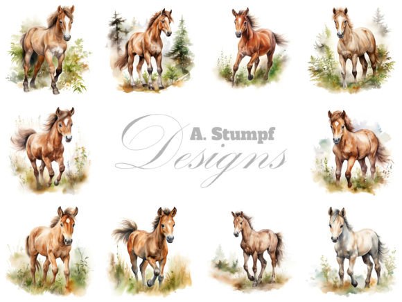 Adorable Foal Clipart: Watercolor Farm Animal Art for Creatives