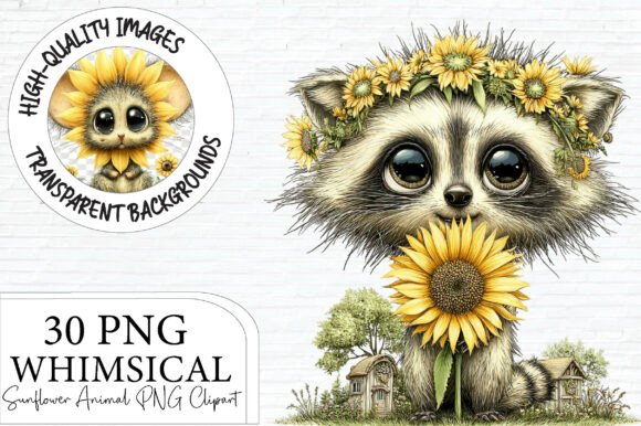 Adorable Sunflower Animal PNG Clipart for Creative Projects