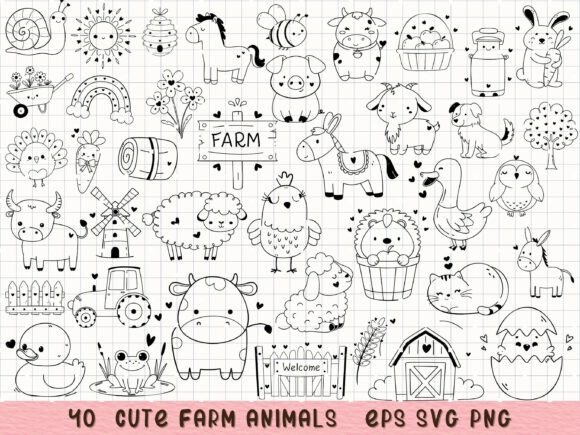 Charming Farm Animal Clipart: Your Go-To Cute SVG Set
