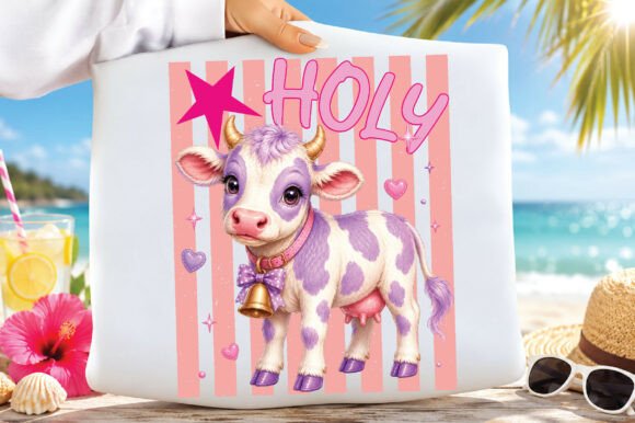 Charming Farm Graphics: The Holy Cow Adorable Farm Animal Preppy PNG