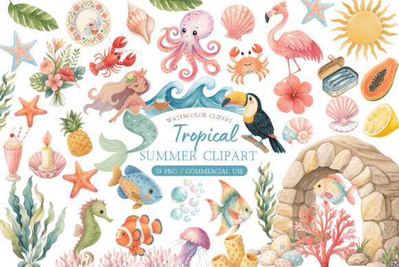 Dive Into Creativity: The Watercolor Ocean Animal Clipart Bundle