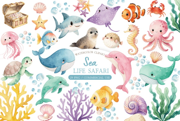 Diving Deep into the Ocean Animal Graphics Set