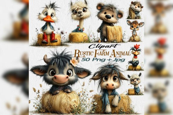 Embrace Cozy Charm: A Rustic Farm Animal Clipart Bundle