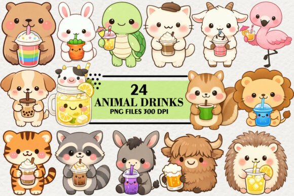 Kawaii Animal Drinks Clipart: Adorable Assets for Your Brand