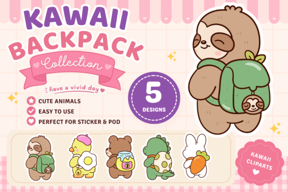 Kawaii Backpack Animal Clipart: Your Ultimate Back-to-School Design Asset