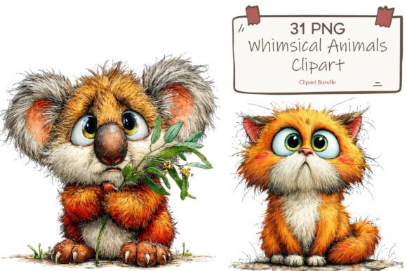 Playful Design with Cute Whimsical Animal Watercolor Clipart