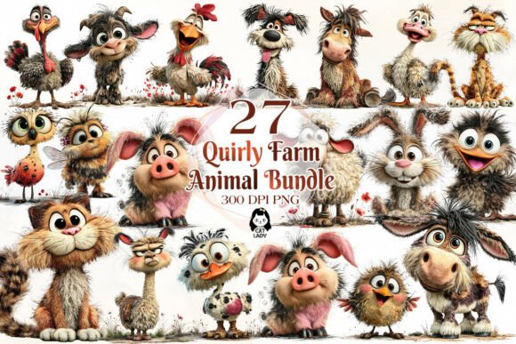 Quirky Farm Animal Clipart: A Design Asset for Authentic Projects