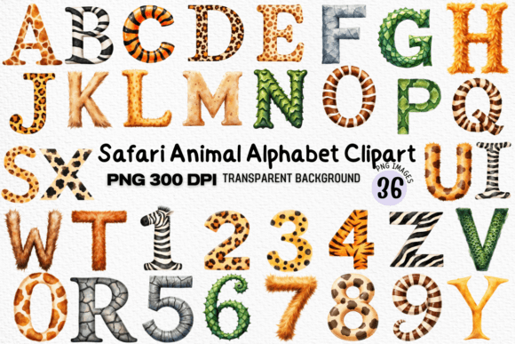 Safari Animal Alphabet Clipart Bundle: Wild Design Potential
