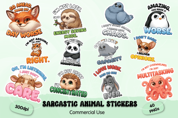 Sarcastic Animal PNG Stickers: Injecting Humor into Your Designs