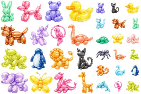 Watercolor Balloon Animal Clipart: Joyful Design Assets