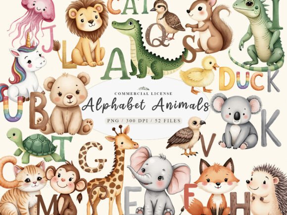 Watercolor Cute Little Animal Alphabet: A Designer's Asset Guide