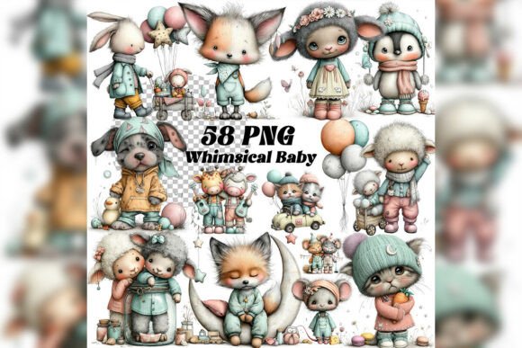 Whimsical Baby Animal Journal Clipart for Cozy Crafts