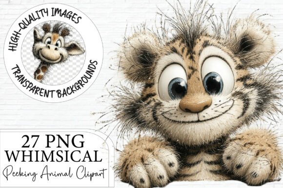 Whimsical Peeking Animal Clipart: A Playful Design Asset